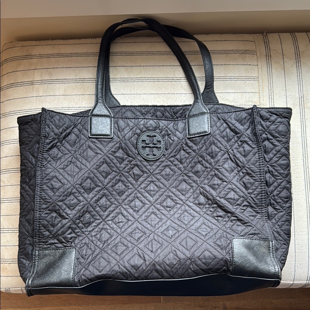 Tory Burch Quilted Black Tote Bag